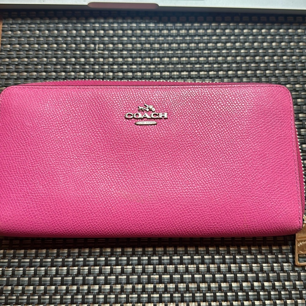 Coach pink zip around wallet - full size